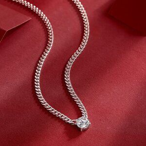 Certified 2 Carat Moissanite Diamond S925 Silver Necklace